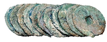 明清漢人文化出土文物：銅錢。