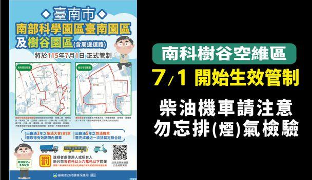 南科臺南及樹谷園區空維區實施管制